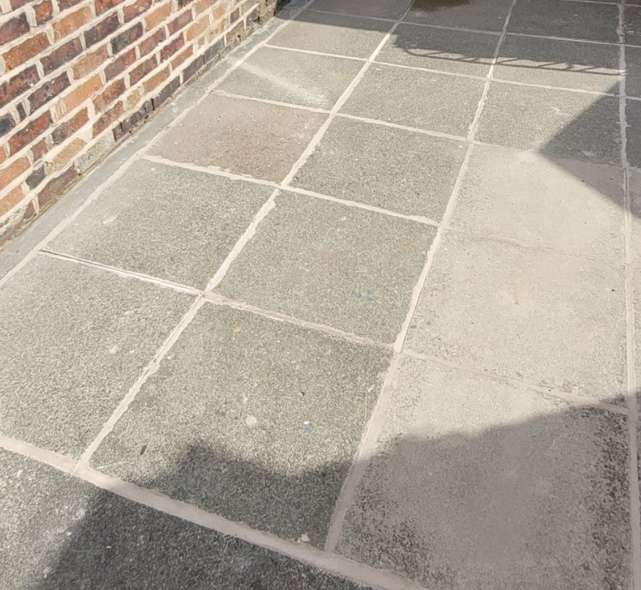 Close view of the completed jointing, an even line running between each flag