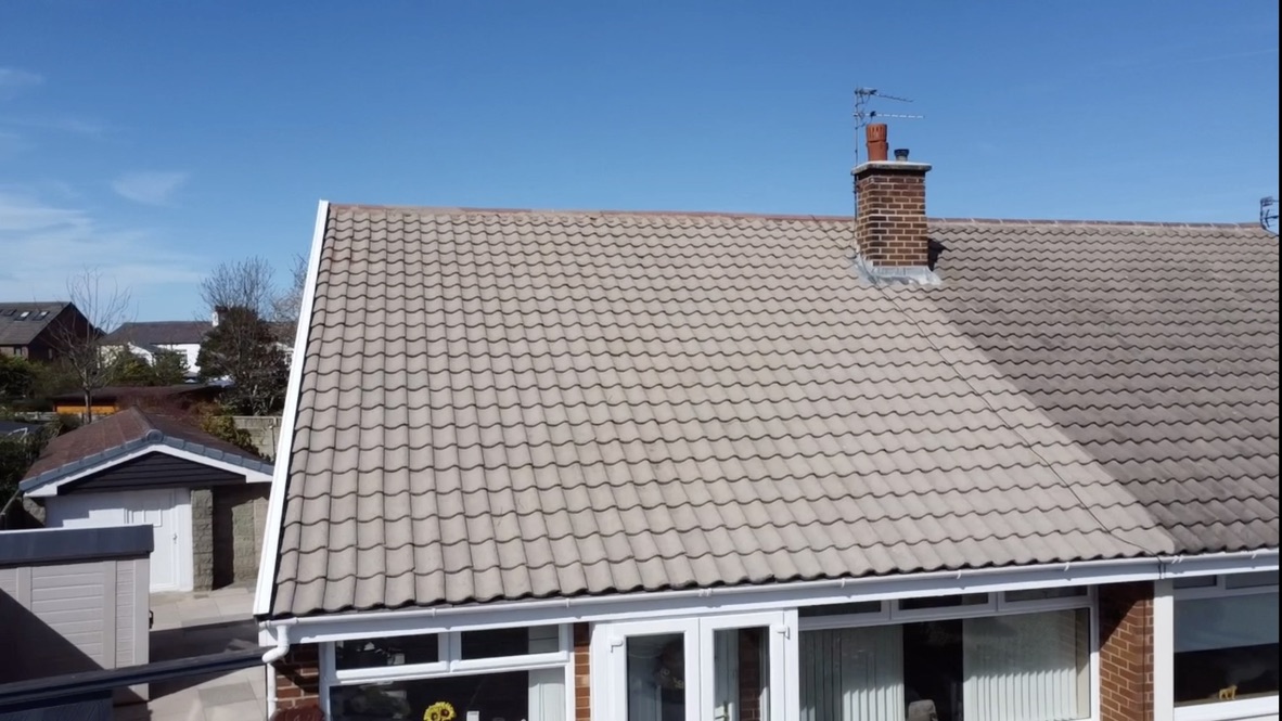 The same Ainsdale roof after cleaning, tiles clear of moss